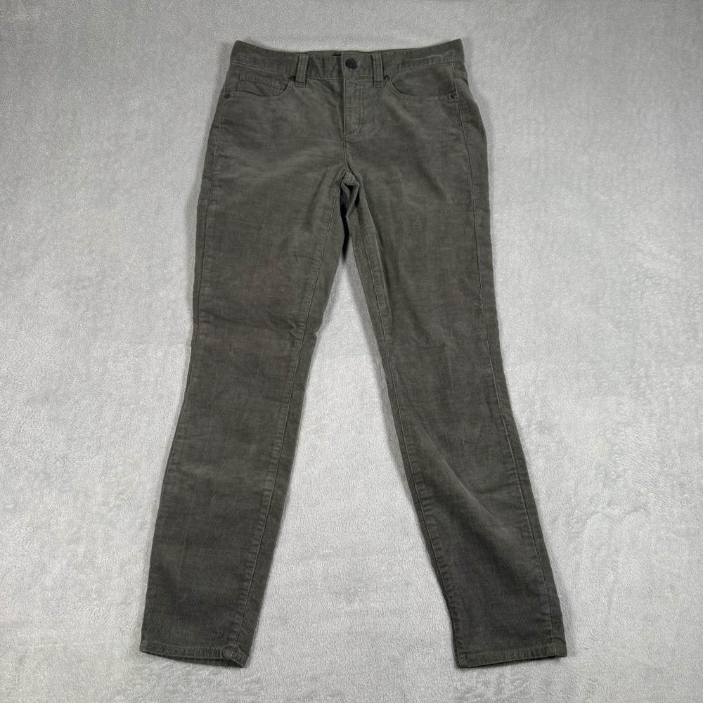 J.Crew Corduroy Pants Womens 26 Grey Olive Stretch Slim 02655 FA15